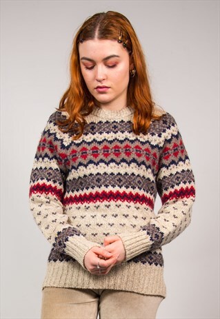 VINTAGE 90'S FAIRISLE PATTERN KNIT JUMPER