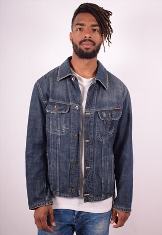 DOLCE & GABBANA MENS VINTAGE DENIM JACKET SMALL BLUE 90S