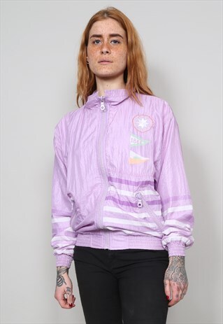 VINTAGE 80'S CERRUTTI SPORT LILAC STRIPED SHELL JACKET