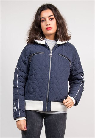 90'S VINTAGE NAVY PUMA QUILTED PADDED JACKET COAT