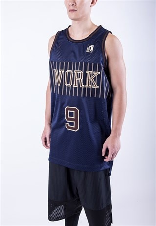 NAVY TEAM WORK EMBROIDERED BASKETBALL JERSEY VEST NBA