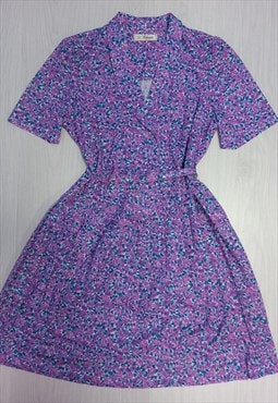 50's Vintage Classics Shirt Dress Purple Floral 