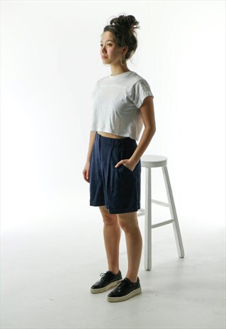 NAVY PLEATED SHORTS / VINTAGE HIGH WAISTED SHORTS