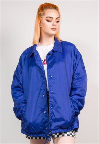 VINTAGE 90'S USA BLUE COACH STYLE SPORTS POPPER JACKET