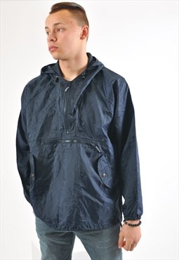Vintage 90's windbreaker overhead jacket in black
