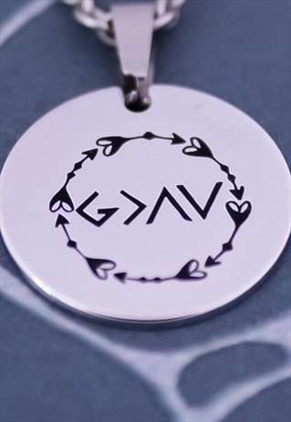 CRW SILVER GOD IS GREATER THAN THE HIGHS AND LOWS NECKLACE 