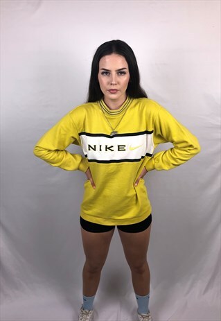 VINTAGE NIKE SPELLOUT SWEATSHIRT IN YELLOW