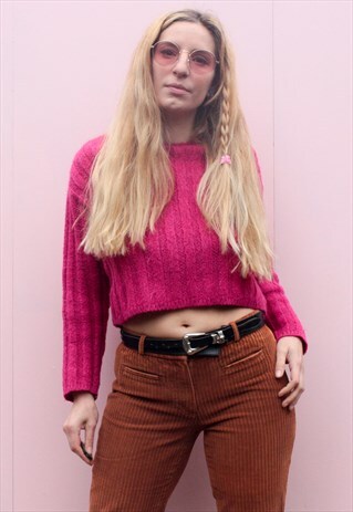 VINTAGE HOT PINK 90'S CROPPED JUMPER