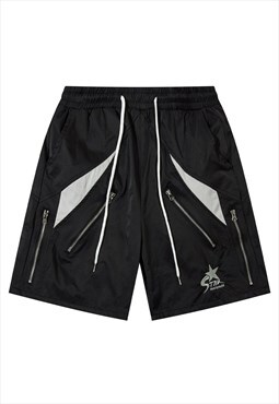 Utility board shorts gorpcore cropped pants in black 