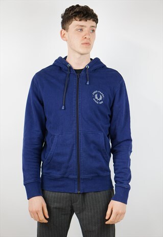 VINTAGE FRED PERRY NAVY ZIP-UP HOODIE