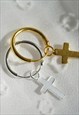 GOLD SMALL STERLING SILVER CROSS HOOP INDIVIDUAL