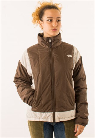 VINTAGE BROWN BEIGE THE NORTH FACE PADDED QUILTED JACKET