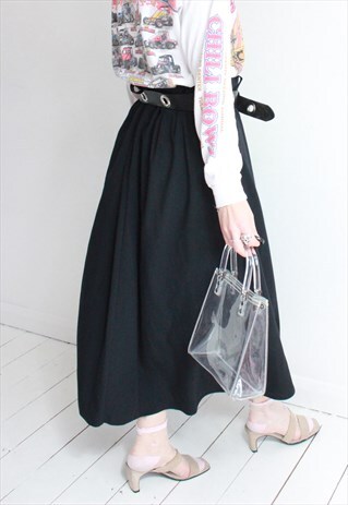 VINTAGE 70S BLACK LONG SKIRT