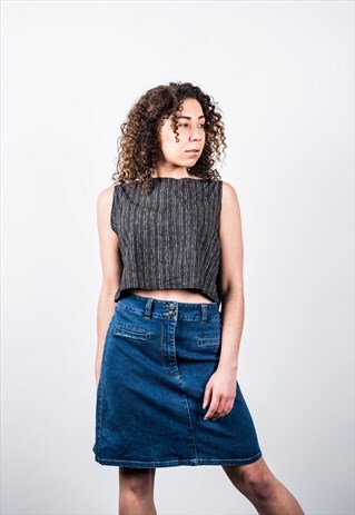 VINTAGE 1990S BLUE DENIM MINI SKIRT