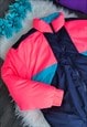 NAVY BLUE & NEON PINK PUFFA SKI STYLE WINTER JACKET