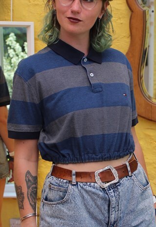 UPCYCLE REWORKED CROPPED TOMMY HILFIGER POLO SIZE M/L