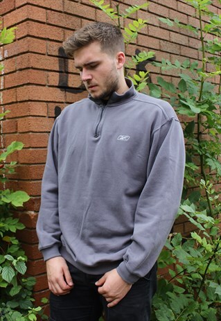 90'S GREY RETRO ZIP-UP PULLOVER