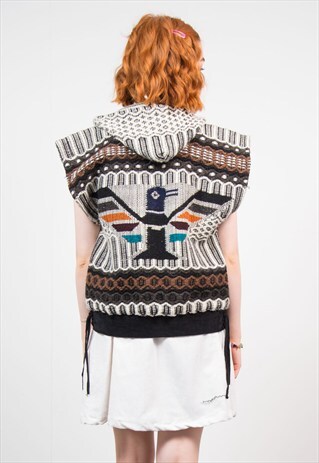 VINTAGE 90'S FESTIVAL HOODED AZTEC GILET