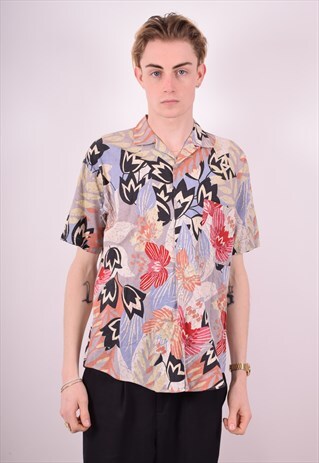 MENS VINTAGE FLORAL SHIRT MEDIUM MULTI 90S
