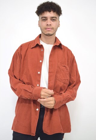VINTAGE 90S BURNT ORANGE CORDUROY SHIRT