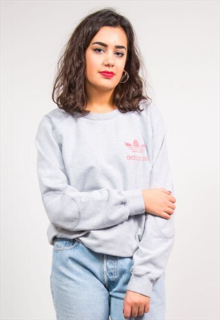 VINTAGE 90'S GREY CREW NECK ADIDAS SWEATSHIRT JUMPER