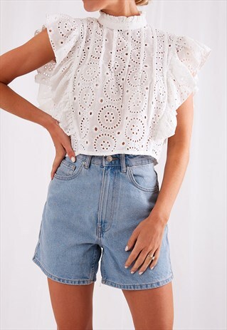 AGNES BRODERIE ANGLAISE RUFFLE TOP