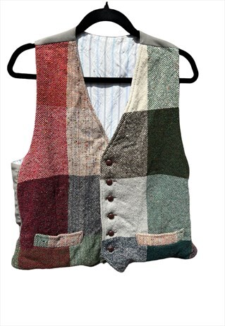 PATCHWORK TWEED STYLE VINTAGE WAISTCOAT FESTIVAL