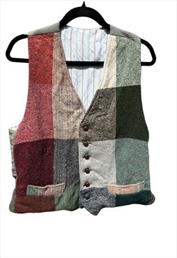 Patchwork tweed style vintage waistcoat festival