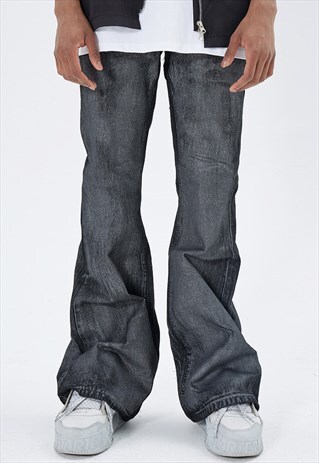 Black Cargo Denim Jeans pants trousers 