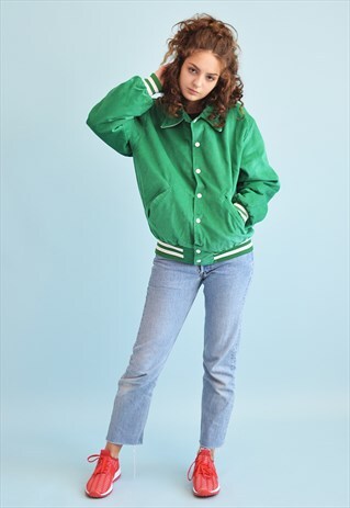 90'S RETRO BASEBALL SPORTS CORDUROY PUFFER BOMBER JACKET