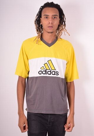 ADIDAS MENS VINTAGE T-SHIRT TOP LARGE MULTI 90S