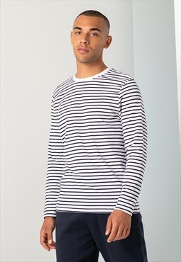 54 Floral Striped Long Sleeved T-Shirt - White/Navy