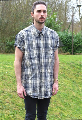 VINTAGE NAUTICA CHECKED SHIRT - XL - SAILING BOATING - RETRO