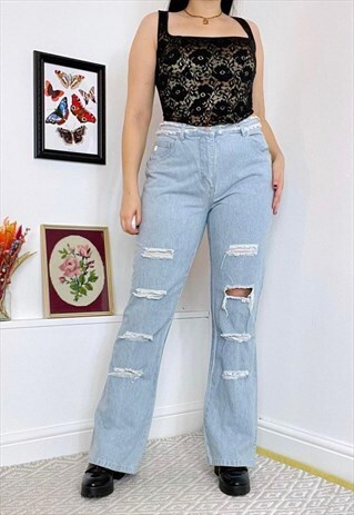 2000s Distressed Flared Jeans