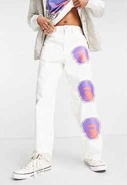 Dream But Do Not Sleep x COLLUSION Printed Off White Jeans