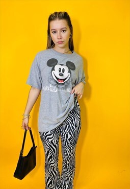Vintage Disney World Mickey Mouse Grey Graphic T-Shirt