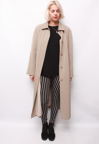 VINTAGE 80'S CLASSIC AWESOME BEIGE COAT WITH WOOL LINING