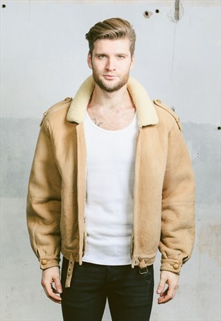 VINTAGE SHEEPSKIN SHERPA AVIATOR JACKET