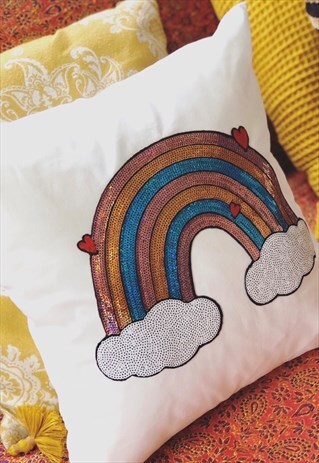 RAINBOW SEQUIN MOTIF CUSHION