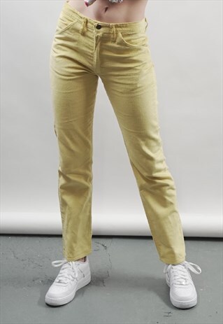 VINTAGE 80'S RIFLE YELLOW FURRY VELVET JEANS