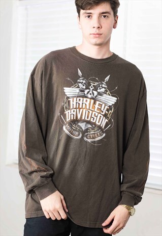 VINTAGE HARLEY-DAVIDSON LONGSLEEVE T-SHIRT LOGO 90S X13.4