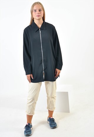 VINTAGE ZIP UP SHIRT IN BLACK