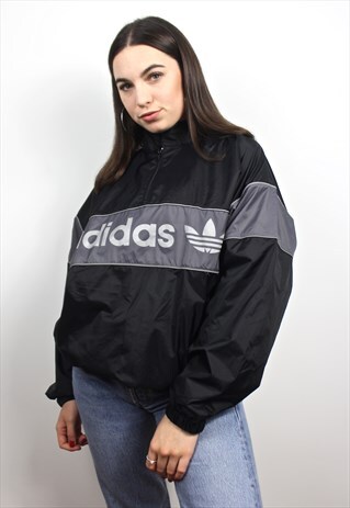 90'S BLACK AND GREY SPELL-OUT REFLECTIVE WINDBREAKER