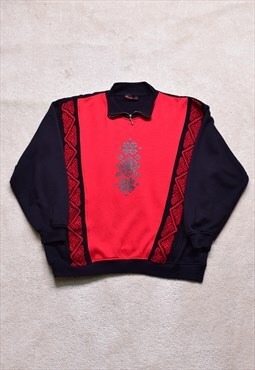 Women's Vintage 90s Etam Black/Red Print Sweater