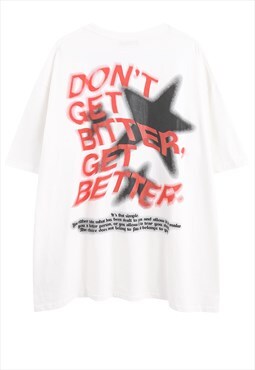 Grunge slogan t-shirt Dark plan tee retro punk top in white