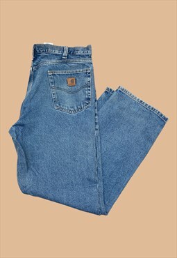 Vintage Carhartt Jeans Workwear Cargo Pants 38x32 Blue 5119