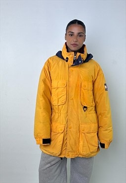 Yellow 90s Tommy Hilfiger Sailing Puffer Jacket Coat 