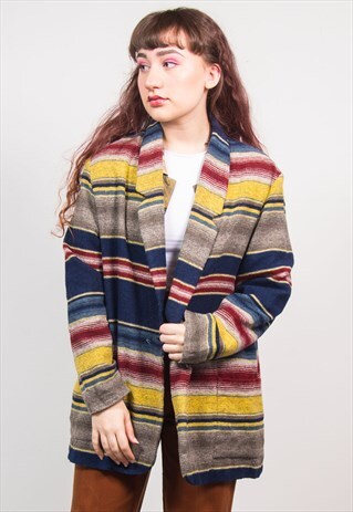 VINTAGE 90'S AZTEC STRIPED OVERSIZED BLAZER JACKET