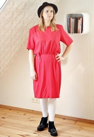 Red gold buttons vintage dress