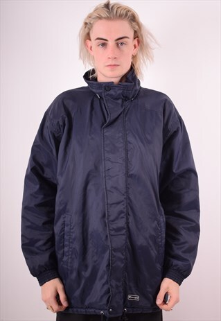 CHAMPION MENS VINTAGE PADDED JACKET LARGE NAVY BLUE 90S